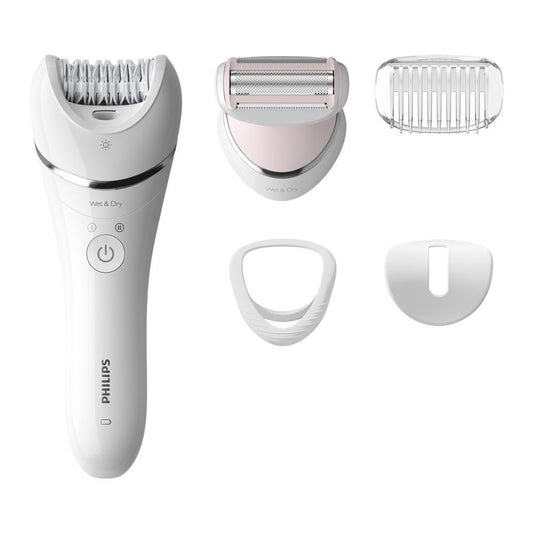Philips BRE710/01 8000 Series Wet & Dry Epilator | Powerful Hair Removal with 5 Accessories for Smooth Skin