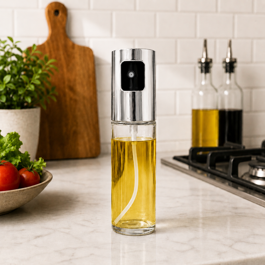Premium Silver Oil Spray Bottle – Olive Oil Mister for Kitchen Cooking (Copy) - Habitt