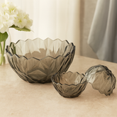 Smoky-Tinted Crystal-Cut 7-Piece Fruit & Serving Bowl Set – Premium Coloured Pressed Glass - Habitt