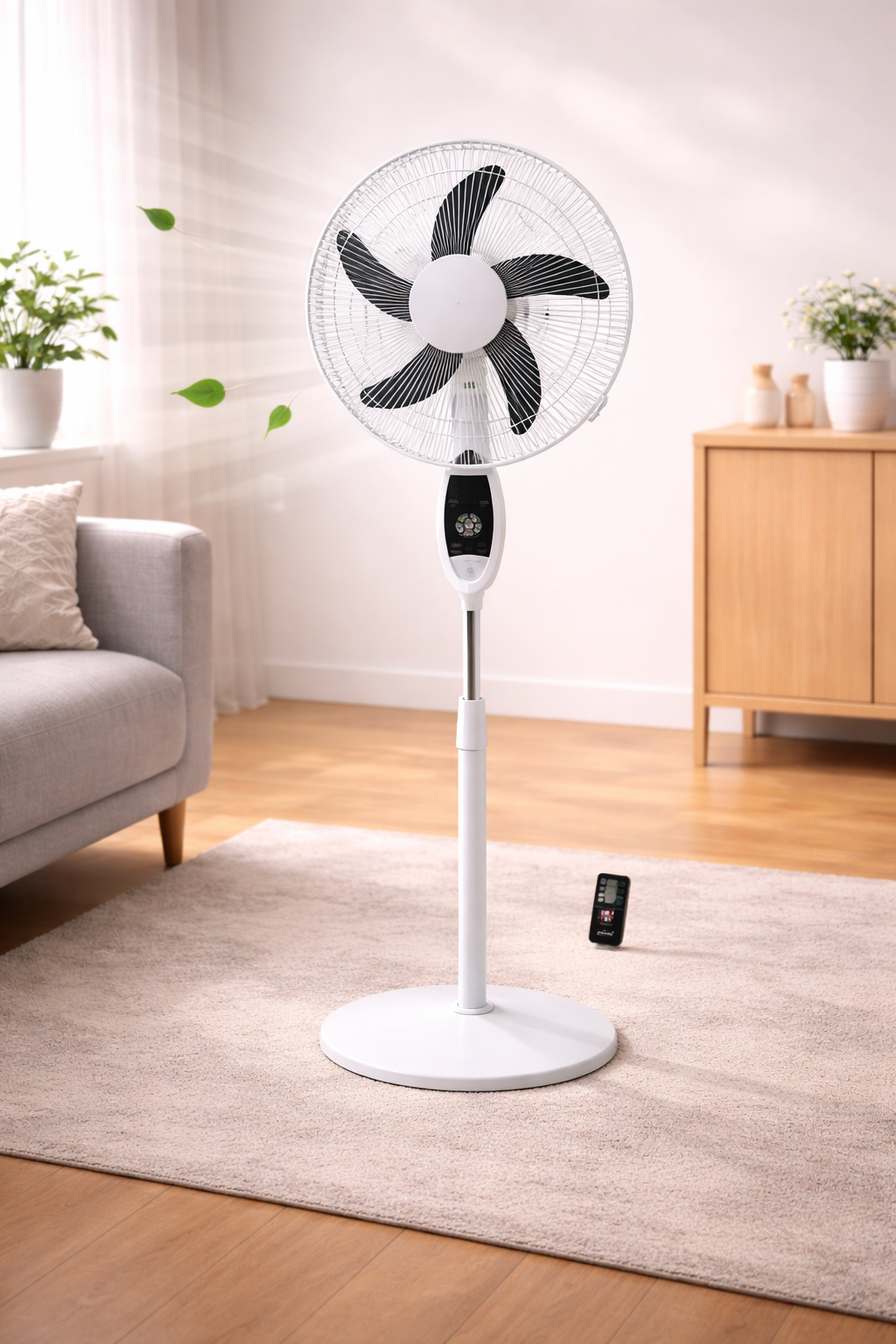 Sanford Rechargeable Stand Fan 18 Inch with Remote Control, LED Light & 9 Speed Settings – Powerful Cooling Fan (SF6600RSFN) - Habitt