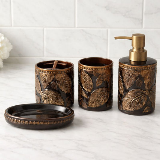 4-Piece Ceramic Bathroom Set Black / White