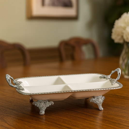 Luxury 4-Section Serving Dish (Small) – 34 × 24 cm | Elegant Tableware