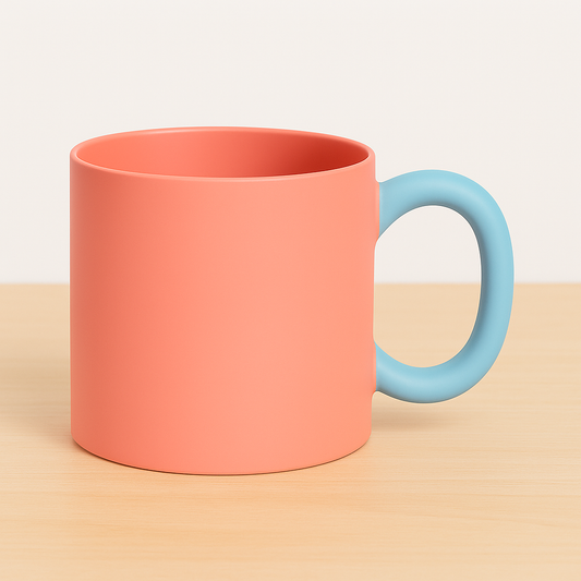 Modern Pastel Ceramic Mug – Two-Tone Coffee & Tea Cup in Pink