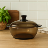 Smoke Glass Casserole with Lid – Heat-Resistant Cooking & Serving Dish (750 ml / 1 L / 1.5 L) - Habitt