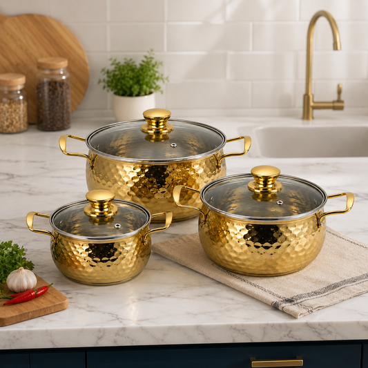 3 PCS Stainless Steel Golden Bowl Set