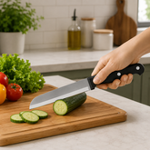 Black Chef Knife – Large Stainless Steel Kitchen Knife with Ergonomic Handle