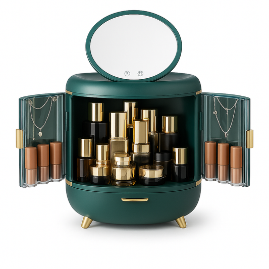 LED Cosmetic Organizer with Mirror – Luxury Makeup Storage Box