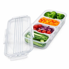 Plastic Snack Storage Box with 4 or 6 Partitions – Transparent Food Organizer with Lid - Habitt