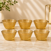 Luxury Amber Textured Glass Fruit Bowl Set – Elegant Decorative Serving Bowl - Habitt