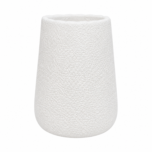 Textured White Coral Finish Medium Decorative Vase – Modern Artistic Home Accent - Habitt
