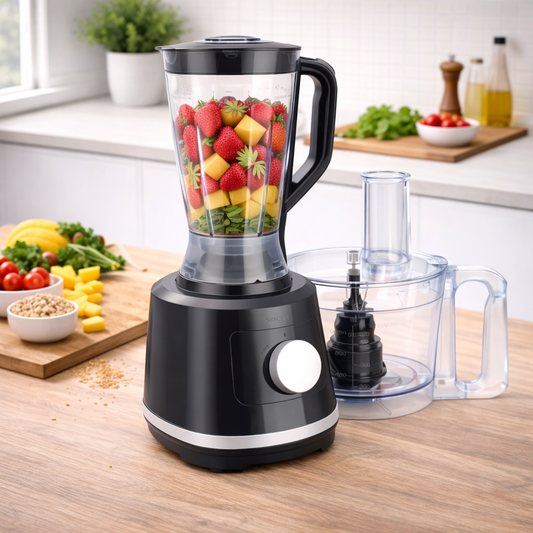 Food Processor SPF4051BK 800W with 2.1L Bowl & 1.5L Blender – Multi-Function Stainless Steel Blade System - Habitt