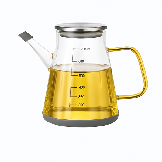 Glass Jug with Steel Cap 500ml – Heat-Resistant Oil & Liquid Dispenser