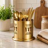 Golden Spoon Holder 10x17.5 – Premium Cutlery Stand for Kitchen & Dining