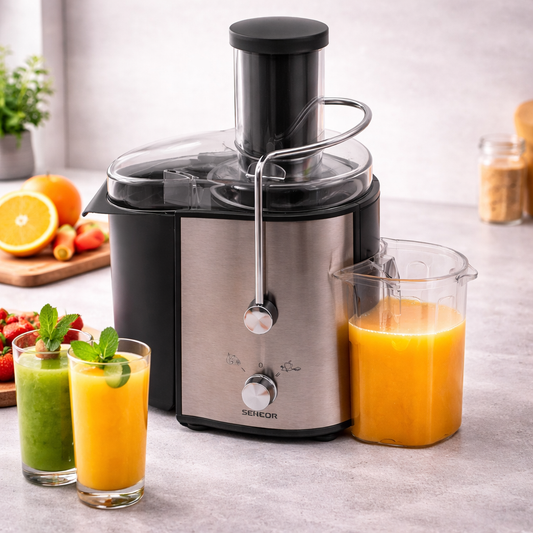 Sencor Juicer SJE1055SS – Stainless Steel 800W Juice Extractor - Habitt