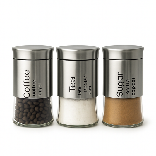 Silver Glass Storage Jar Set – 3 Pieces small