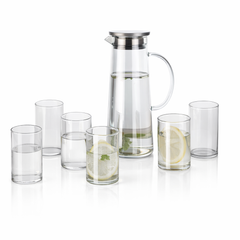 8-Piece Glass Water Set with Jug, Lid & glasses – Modern Everyday Serving Set
