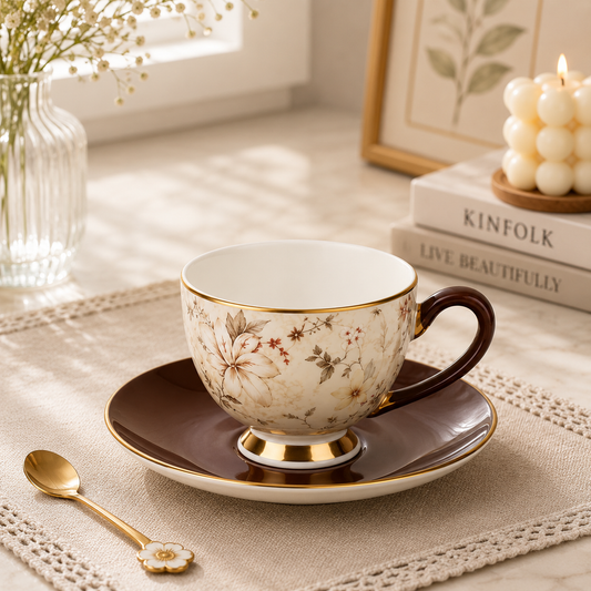 12 PCS Refined Cup & Saucer Set – Stylish Tea & Coffee Serving Set