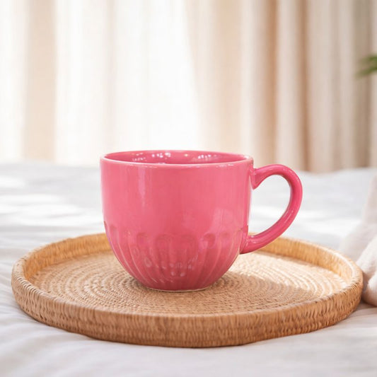 Classic Pink Ceramic Coffee Mug – Gloss Finish Everyday Tea & Coffee Cup - Habitt