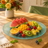 Clear Pressed-Glass Peacock-Pattern Dessert Plate Set – 6 Pieces, 178 mm Diameter