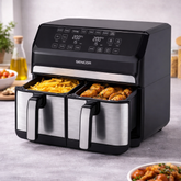 Sencor SFR9500SS Vita Fryer – Dual 2×4 L Baskets (8 L Total), Stainless Steel, 1700 W, LED Digital Air Fryer with Touch Controls - Habitt
