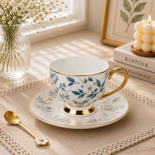 12 PCS Contemporary Cup & Saucer Set – Elegant Tea & Coffee Collection