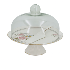 Luxury Bird Cake Dish with Glass Cover – Elegant Dessert Stand