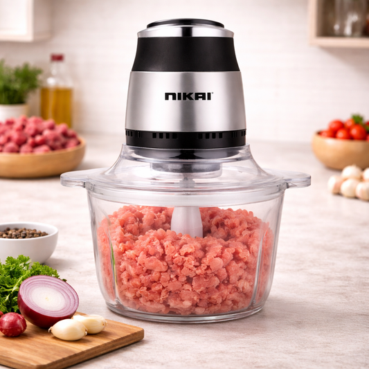Nikai Electric Food Chopper 500W – 3 Liter Glass Bowl, Powerful Kitchen Chopper (NC394G) - Habitt