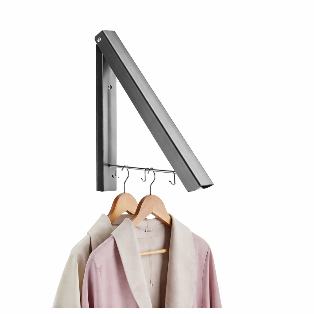 Imperial Retractable Clothes Rack – Wall Mounted Folding Drying Hanger for Indoor & Outdoor Use - Habitt