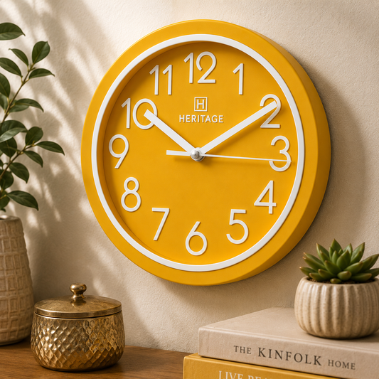 Heritage Wall Clock Fantasy – Yellow Plastic Frame Edition