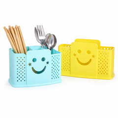 2Pc Cutlery & Stationery Organizer – Dual Compartment Plastic Storage Holder Set - Habitt