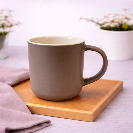 Matte Taupe Ceramic Mug – Modern Round Coffee & Tea Cup