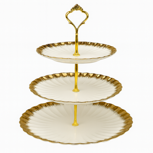3-Piece Ceramic Plate Stand Set – Tiered Dessert & Snack Serving Tray