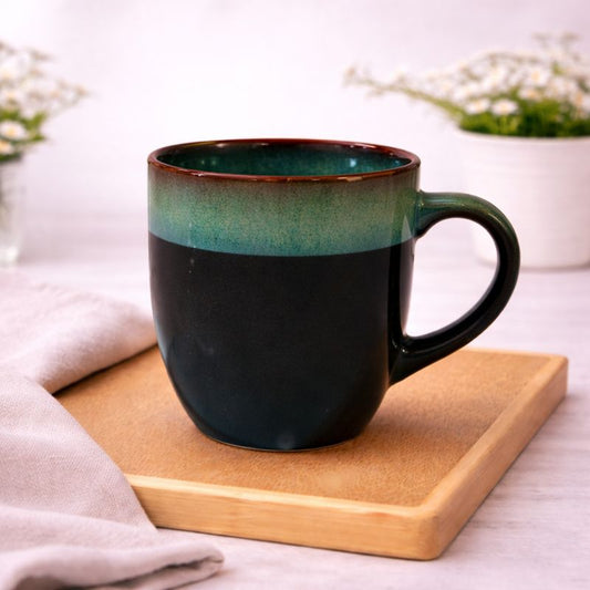 Handcrafted Reactive Glaze Ceramic Mug – Luxury Stoneware Coffee & Tea Cup in Green