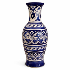 Navy Leaf Texture Vase (11.5″ Height)