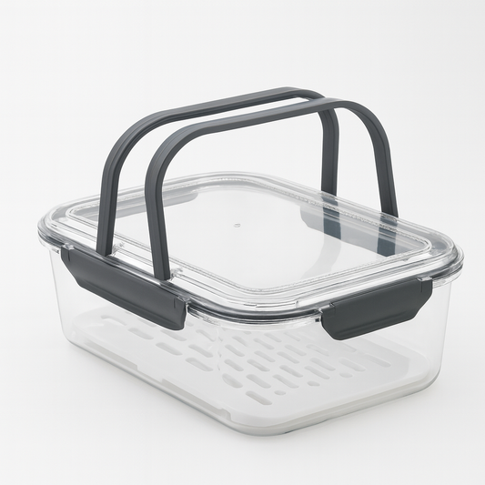 Grey Healthy Kitchen Storage & Preservation Box – Carry-Handle Food Container (Medium, Large)