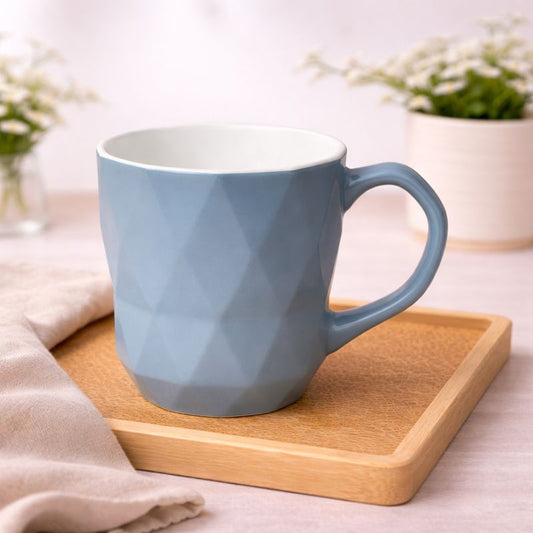 Geometric Blue Mug – Modern Faceted Ceramic Coffee Cup