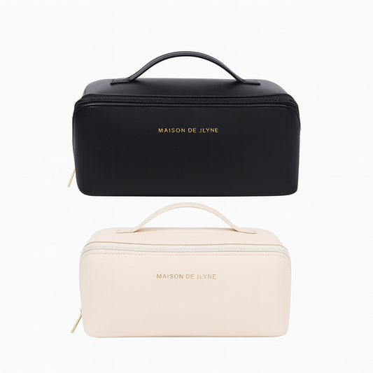 1Pc Luxury Leather Pouch (Assorted) | Elegant Travel Toiletry & Makeup Organizer (1 Pc)