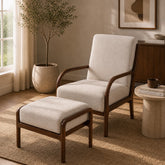 Aurra Chair Set with Puff | Modern Upholstered Lounge Chair & Ottoman Set - Habitt