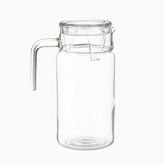 Clear Glass Jug 1700 ml / 1850 ml with Handle & Lid – Large-Capacity Water & Juice Pitcher - Habitt
