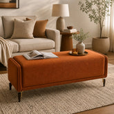 Clara Bed Setti | Luxury Upholstered Bedroom Bench with Metal Accent Legs - Habitt