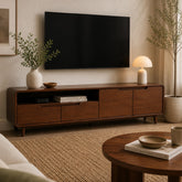 Clara TV Unit | Modern Wooden Entertainment Console with Storage Cabinets - Habitt