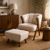 Clara Chair & Puff Set | Luxury Upholstered Accent Chair with Ottoman - Habitt