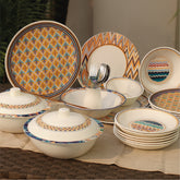 Dinner Set Coloured Chevron - Habitt