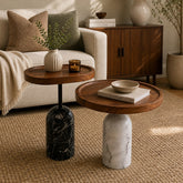 Clara Nest of Tables | Modern Wooden & Marble Accent Table Set - Habitt