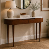 Clara Console Table | Modern Marble Top Console with Storage Drawers - Habitt