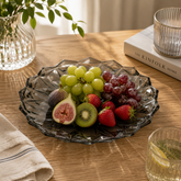 337 mm Premium Coloured Serving Plate – Crystal-Cut Design in Gold & Silver for Cakes, Snacks & Décor (1 Pc)