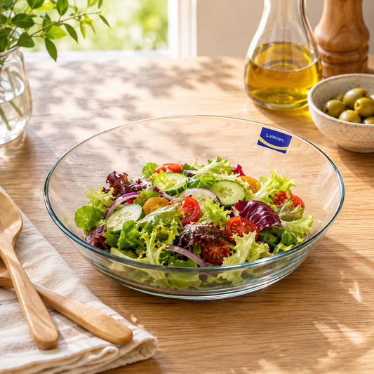 Clear Pressed-Glass 228 mm Soup/Salad Plate Set – 6-Piece Dining Set