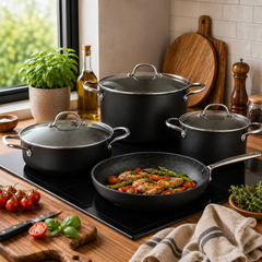 Doria 7 Pcs Cookware Set – Premium Nonstick Aluminium Cookware with Glass Lids