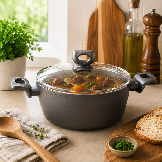 Nora Ceramic Casserole with Glass Lid – Available in 24x11.7 cm & 28x13.7 cm