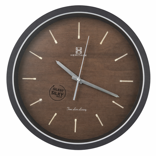 Oxford 14" Modern Minimalist Wall Clock – Sleek Black Dial with Silver Hands, Contemporary Plastic Frame - Habitt